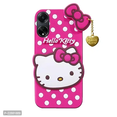 Fastship Silicone Soft Hello Kitty with Pendant Case Proper fit Back Cove for Oppo F23 5G  Pink-thumb0