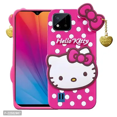 Fastship Case Silicone Soft Hello Kitty with Pendant Case Proper fit Back Cove for Realme C20  Pink