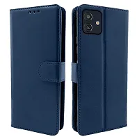 Fastship Leather Finish Inside TPU Wallet Back Case Stand Magnetic Closure Flip Cover for Samsung Galaxy M13 5G  Navy Blue-thumb1