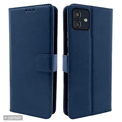 Fastship Leather Finish Inside TPU Wallet Back Case Stand Magnetic Closure Flip Cover for Samsung Galaxy M13 5G  Navy Blue-thumb2