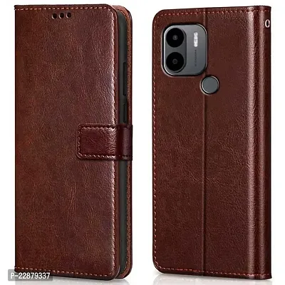 Fastship New Leather Finish Inside TPU Wallet Stand Magnetic Closure Flip Cover for MI Poco C50  Executive Brown-thumb0