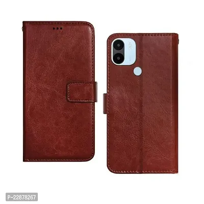 Fastship Leather Finish Inside TPU Wallet Stand Magnetic Closure Flip Cover for REDMI A1  Executive Brown-thumb2