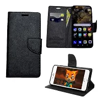 Fastship Imported Canvas Cloth Smooth Flip Cover for Realme RMX2185  Realme C11 2020 Model Inside TPU  Inbuilt Stand  Wallet Style Back Cover Case  Stylish Mercury Magnetic Closure  Black-thumb1