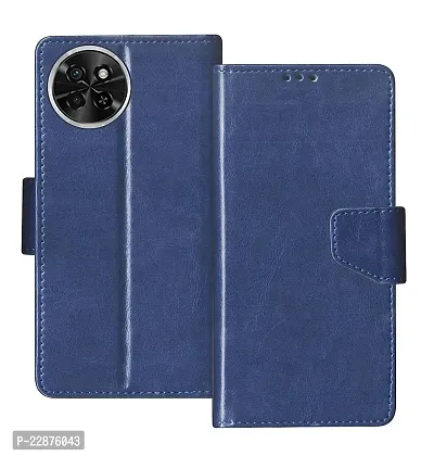 Fastship Cases Vintage Magnatic Closer Leather Flip Cover for itel S665L  itel S23  Navy Blue-thumb2