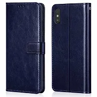 Fastship Leather Finish Inside TPU Back Case Wallet Stand Magnetic Closure Flip Cover for Mi REDMI 9i Sport  Blue-thumb1