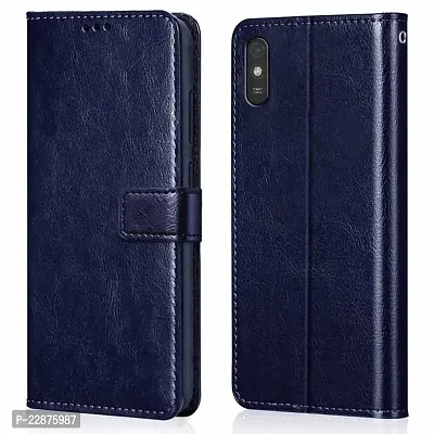 Fastship Leather Finish Inside TPU Back Case Wallet Stand Magnetic Closure Flip Cover for Mi REDMI 9i Sport  Blue-thumb2