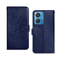 Coverage New case Vintage Leather TPU Back Case Book Flip Cover for IQOO I2127  Z6 5G  Navy Blue-thumb1