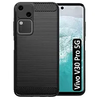 Fastship Silicone Hybrid Matte Rubber Case Back Cover for Vivo V30 5G - Black-thumb1