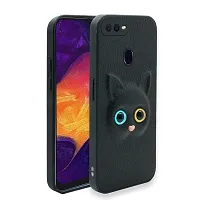 Coverage Colour Eye Cat Soft Kitty Case Back Cover for Oppo F9 Pro  Faux Leather Finish 3D Pattern Cat Eyes Case Back Cover Case for Oppo CPH1823  Oppo F9Pro  Black-thumb1