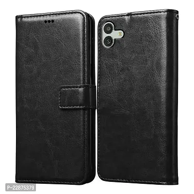 Fastship Case Vintage Magnatic Closer Leather Flip Cover for Samsung A04e  SM A042F  Venom Black