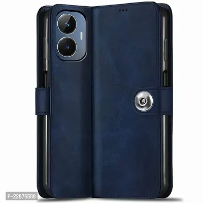 Fastship Cover Case Flip Cover for Realme RMX3710  C55  Inside Back TPU  Stand  Wallet Stylish Button Magnetic Closure for Realme C55  Navy Blue-thumb2