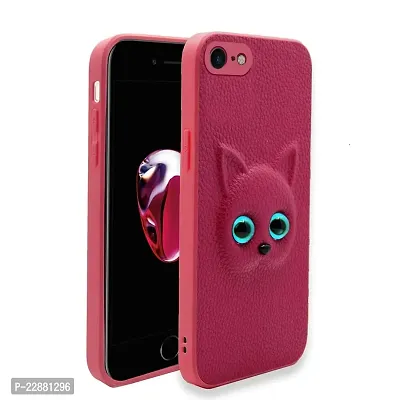 Coverage Coloured 3D POPUP Billy Eye Effect Kitty Cat Eyes Leather Rubber Back Cover for i Phone 8  Baby Pink