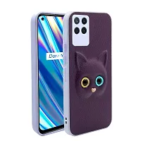 Coverage Colour Eye Cat Soft Kitty Case Back Cover for Oppo Realme 8i  Faux Leather Finish 3D Pattern Cat Eyes Case Back Cover Case for Realme RMX3151  realme 8i  Jam Purple-thumb1