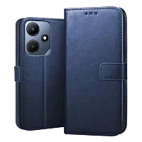 Fastship Cases Vintage Magnatic Closer Leather Flip Cover for Infinix X669C  HOT 30i  Navy Blue-thumb1