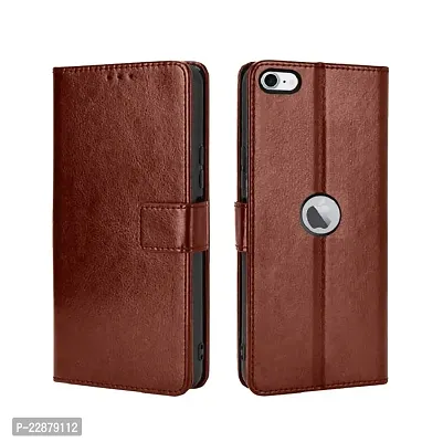 Fastship Vintage Magnatic Button Case Inside Build Back TPU Stand View Lether Flip Cover for I Phone SE 3rd Gen 2022  Brown-thumb2