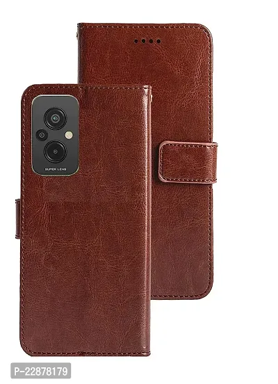 Fastship Cases Leather Finish Inside TPU Wallet Stand Magnetic Closure Flip Cover for Poco M5  Executive Brown