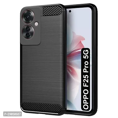 Fastship Silicone Hybrid Matte Rubber Case Back Cover for OPPO F25 Pro 5G- Black-thumb2