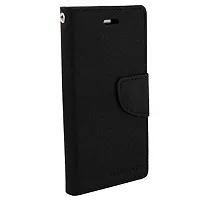 Fastship Oppo A53 Flip Cover  Canvas Cloth Durable Long Life  Wallet Stylish Mercury Magnetic Closure Book Cover Leather Flip Case for Oppo A53  Black-thumb1