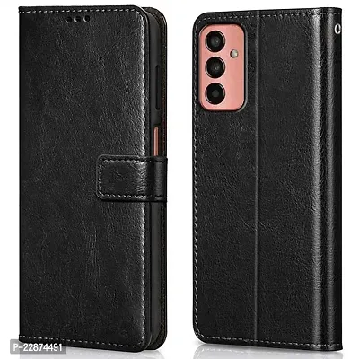 Fastship Leather Finish Inside TPU Wallet Back Case Stand Magnetic Closure Flip Cover for Samsung Galaxy A04s 4G  Venom Black-thumb0