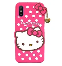 Fastship case Silicone Soft Hello Cat Kitty with Pendant Case Proper fit Back Cover for Vivo Y91C  Pink-thumb1