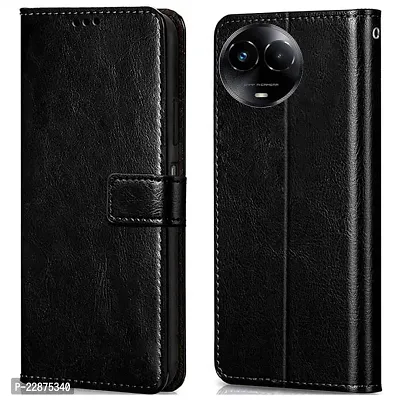 Fastship Case Leather Finish Inside TPU Wallet Stand Magnetic Closure Flip Cover for Realme 11x 5G  Starry Black-thumb0