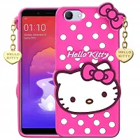 Fastship case Silicone Soft Hello Cat Kitty with Pendant Case Proper fit Back Cover for Realme 1  Pink-thumb1