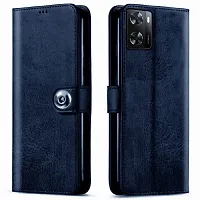 Fastship Genuine Matte Leather Finish Flip Cover for 1 Nord N20 SE  CPH2469  Back TPU  Stand  Wallet Button Magnetic for OnePlus Nord N20 SE  Navy Blue-thumb1