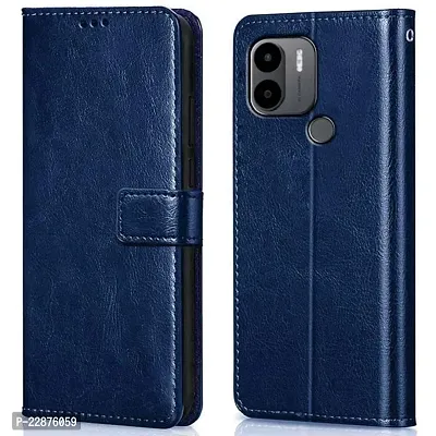 Fastship Cases Vintage Magnatic Closer Leather Flip Cover for REDMI A1 Mi  Navy Blue-thumb2