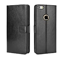 Fastship Vintage Magnatic Button Case Inside Build Back TPU Stand View Lether Flip Cover for Apple I Phone 5  Black-thumb1