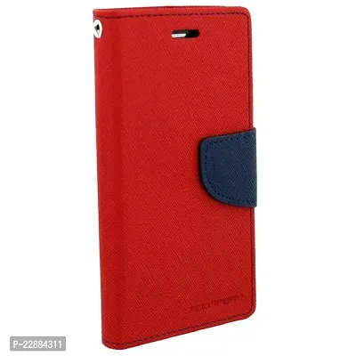 Fastship Imported Canvas Cloth Smooth Flip Cover for Mi Redmi 6A Inside TPU  Inbuilt Stand  Wallet Style Back Cover Case  Stylish Mercury Magnetic Closure  Red-thumb2