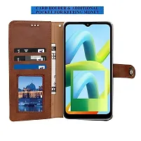 Fastship Genuine Leather Finish Flip Cover for Realme 12Pro+ 5G - RMX3840 | Inside Back TPU Wallet Button Magnetic Closure for Realme 12 Pro+ 5G- Brown-thumb3
