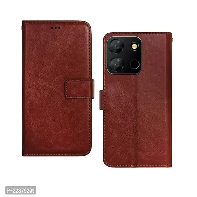 Fastship Case Vintage Magnatic Closer Leather Flip Cover for Itel A662LM  Itel A60s  Executive Brown-thumb2