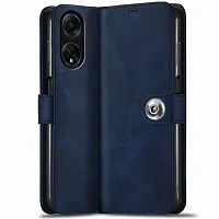 Fastship New Leather Finish Flip Cover for Oppo CPH2527  Oppo F23 5G  Inside Back TPU  Stand  Wallet Button Magnetic Closure for Oppo F23 5G  Navy Blue-thumb1