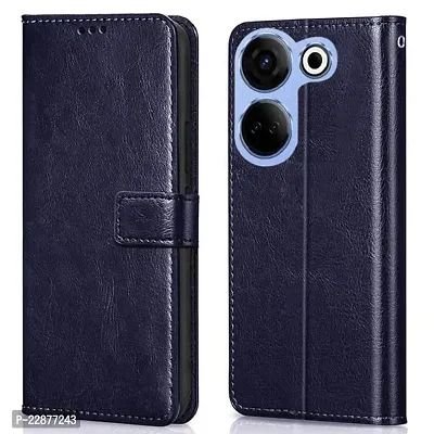 Fastship Case Vintage Magnatic Closer Leather Flip Cover for Tecno CK6  Camon 20  Cobalt Blue-thumb2