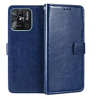 Fastship Cover Leather Wallet Back Case Stand Magnetic Closure Flip Cover for Redmi 10A Sport  Navy Blue-thumb1