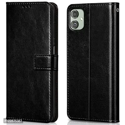 Fastship Leather Finish Inside TPU Wallet Stand Magnetic Closure Flip Cover for Samsung Galaxy F14 5G  Starry Black-thumb0