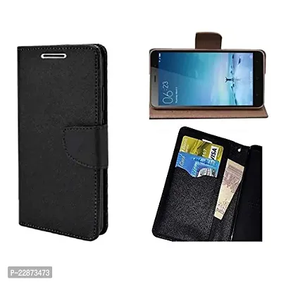 Fastship Genuine Canvas Smooth Flip Cover for Realme RMX2189  C12  Inside TPU  Inbuilt Stand  Wallet Style Back Cover Case  Stylish Mercury Magnetic Closure  Black-thumb2