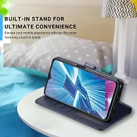 Fastship Leather Finish imported TPU Wallet Stand Magnetic Closure Flip Cover for Realme 12+ 5G - Navy Blue-thumb4