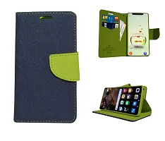 Coverage Imported Canvas Cloth Smooth Flip Cover for Mi REDMI 9Activ Inside TPU  Inbuilt Stand  Wallet Style Back Cover Case  Stylish Mercury Magnetic Closure  Blue Green-thumb1