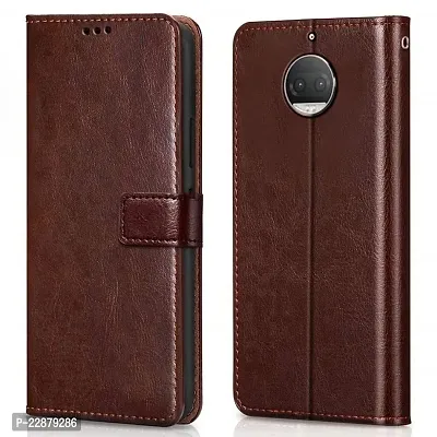 Fastship Case Leather Finish Inside TPU Wallet Stand Magnetic Closure Flip Cover for Motorola G5S Plus  Executive Brown-thumb0