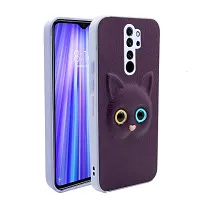 Coverage Coloured 3D Cat Eye Proper fix Case Rubber Back Cover for Redmi Note 8 Pro  Purple-thumb1