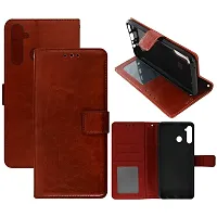 Fastship Vintage Magnatic Closer Leather Flip Cover for Realme RMX1971  Realme 5Pro  Executive Brown-thumb1