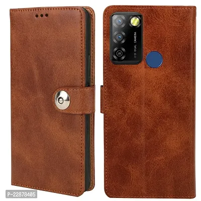 Fastship Cover Infinix Smart 5A Flip Cover  Full Body Protection  Inside Pockets  Stand  Wallet Stylish Button Magnetic Closure Book Cover Leather Flip Case for Infinix Smart 5A  Executive Brown-thumb0