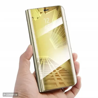 Fastship Clear View Smart Electroplate Mirror Flip Protective Leather with Glass Flip Cover for Samsung Galaxy S9 Plus  Executive Golden