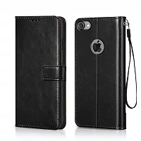 Fastship Vintage Magnatic Button Case Inside Build Back TPU Stand View Lether Flip Cover for Apple I Phone 4s  Black-thumb1