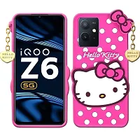 Fastship case Silicone Soft Hello Cat Kitty with Pendant Case Proper fit Back Cover for IQOO Z6 5G  Pink-thumb1