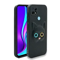 Fastship Coloured 3D POPUP Billy Eye Effect Kitty Cat Eyes Leather Rubber Back Cover for REDMI 9 Activ  Pitch Black-thumb1