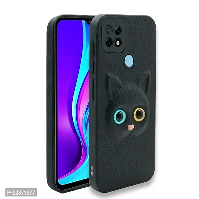 Fastship Coloured 3D POPUP Billy Eye Effect Kitty Cat Eyes Leather Rubber Back Cover for REDMI 9 Activ  Pitch Black-thumb2