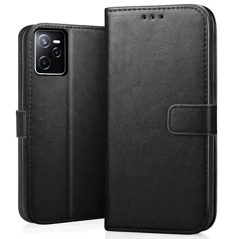 Cloudza Realme Narzo 50A Prime Flip Back Cover | PU Leather Flip Cover Wallet Case with TPU Silicone Case Back Cover for Realme Narzo 50A Prime Bk