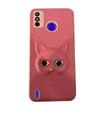 Fastship Colour Eye Cat Soft Kitty Case Back Cover for Tecno Spark Go 2020  Faux Leather Finish 3D Pattern Cat Eyes Case Back Cover Case for Tecno KE5  Spark Go 2020  Pink-thumb1